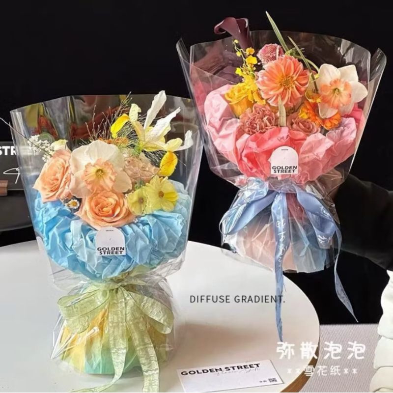

Kertas bunga Gradient Pearl Paper ombre / Pearl snow kertas buket bunga cellophane
