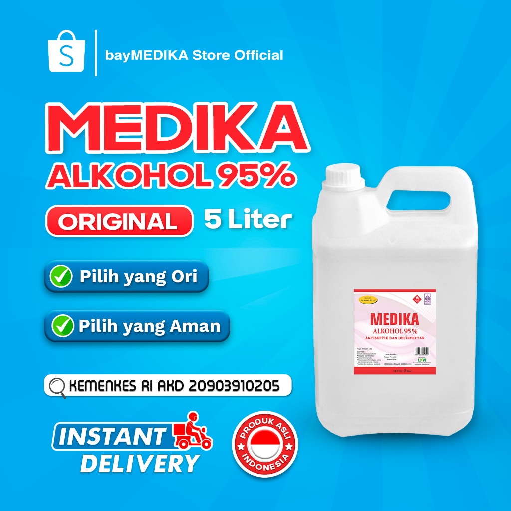 Original Medika Alkohol 95% 5 Liter MEDIKA Alcohol 95% Alkohol Medis