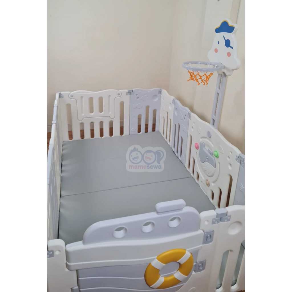 Lumba Ocean Fence 10+3 Kotak with Playmat Full Grey by Mamasewa