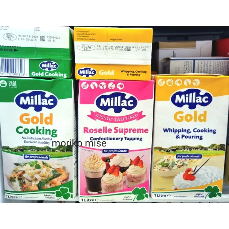 

MILLAC GOLD cooking cream 1 lt / PRESIDENT WHIPPING ELLE VIRE HEAVY CREAM susu krim masak krim kocok whipping cream topping creamer susu uht milk