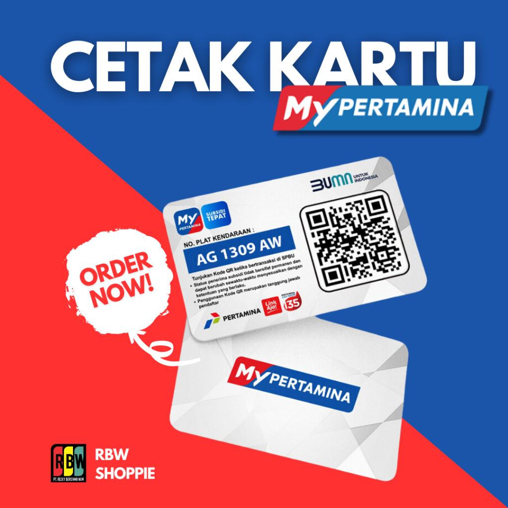 Cetak Kartu My Pertamina bahan Pvc tebal / cetak barcode pertamina/ Custom Foto/Gambar Mobil