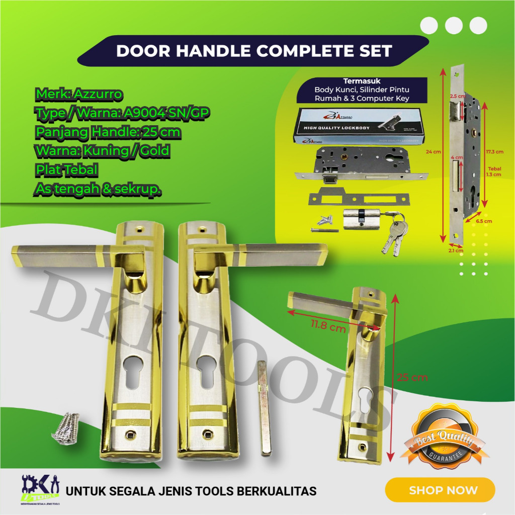 AZZURRO Door Handle Gagang Kunci Pintu Rumah Besar Komplit Set 25 cm A9004