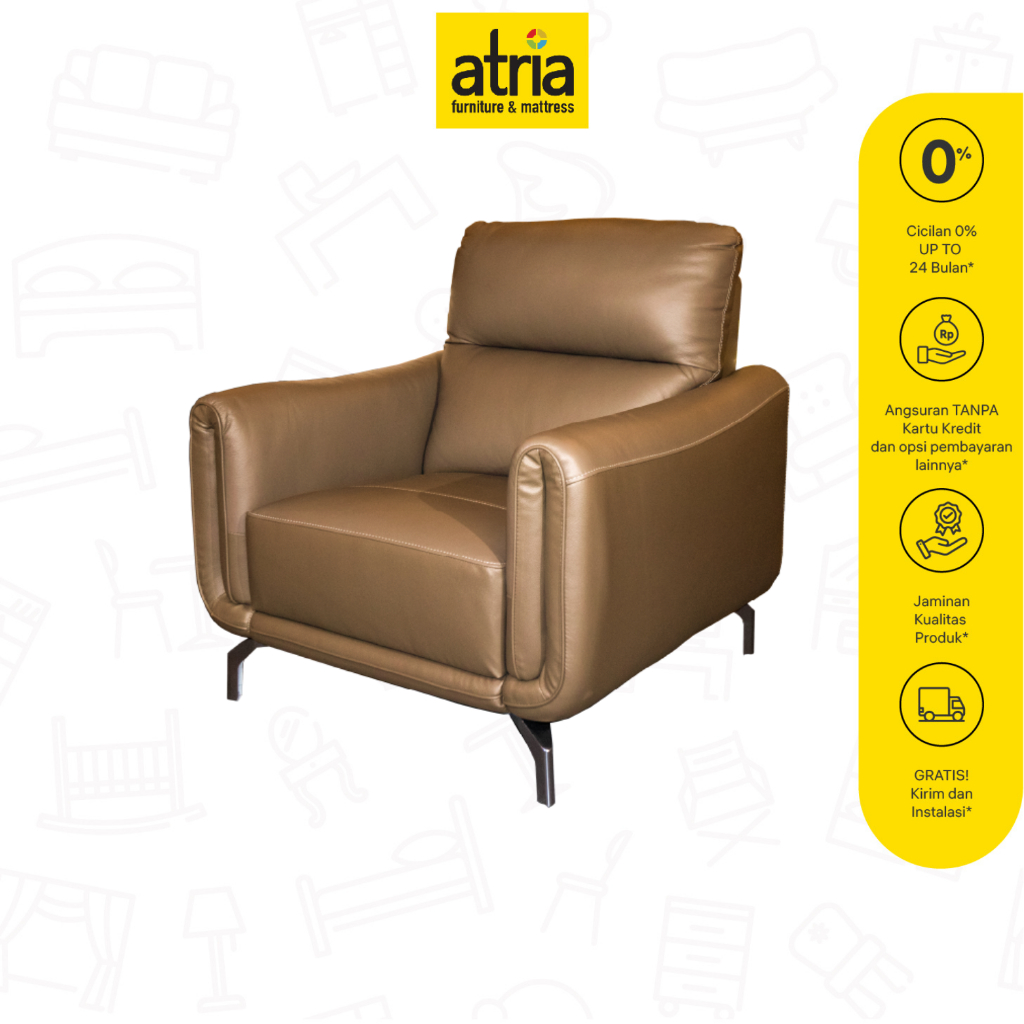 Atria Brian Sofa 1 Seater Atria Half Leather Grey