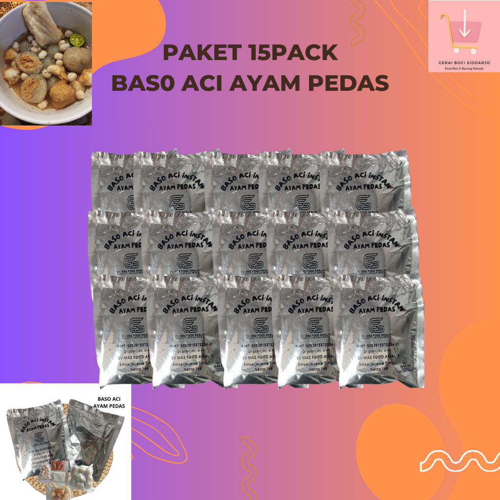 

PAKET 15 PACK BASO ACI INSTAN AYAM SUWIR PEDAS MAZFOOD