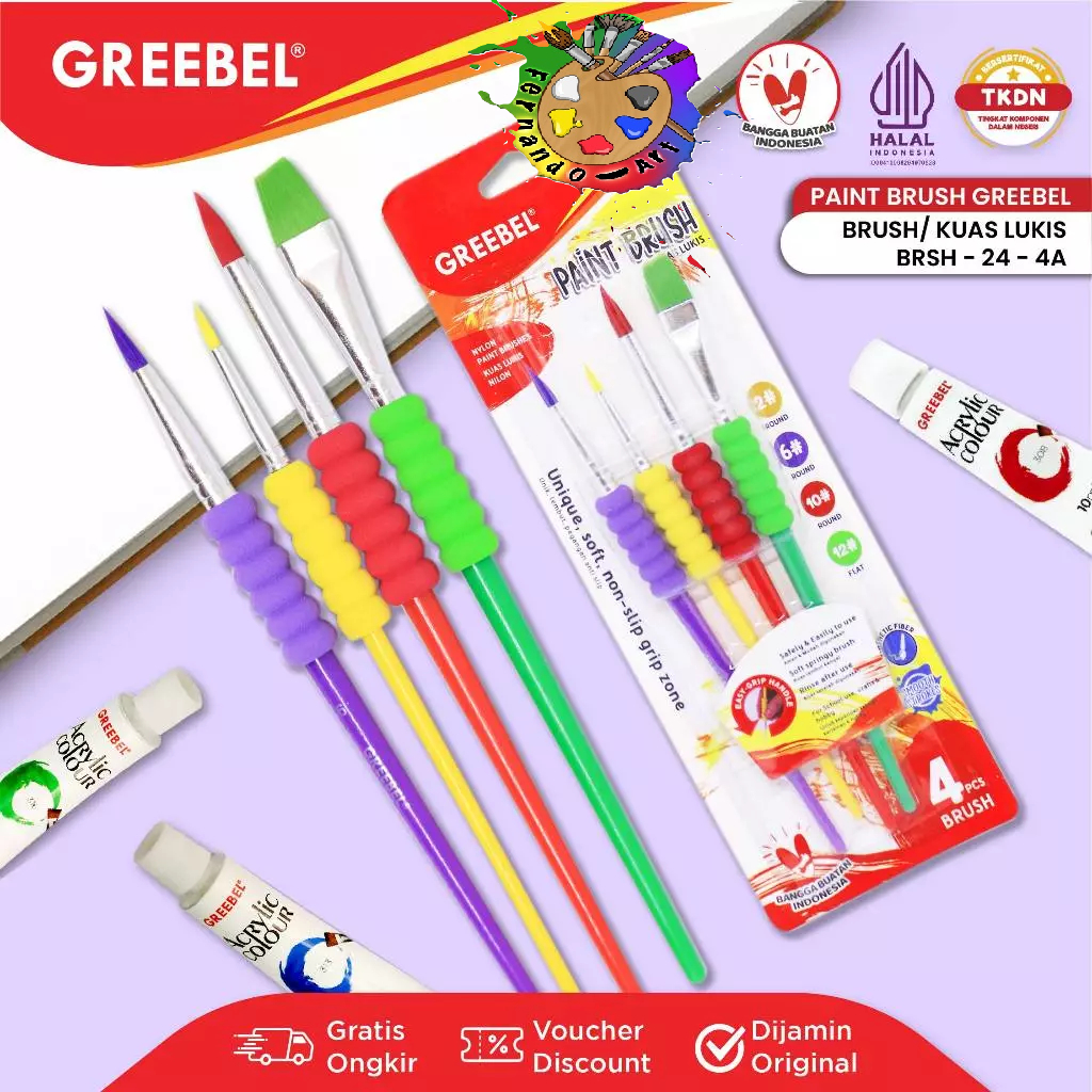 

GREEBEL Kuas Lukis Brush Paint Set / Kuas Lukis BRSH-24-4A