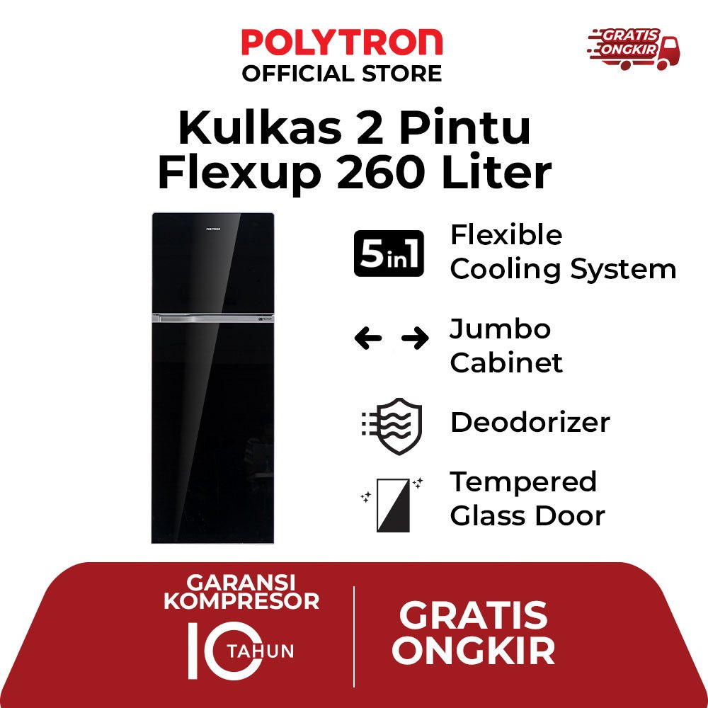 POLYTRON Kulkas 2 Pintu Flexup 5in1 PRW 29HB