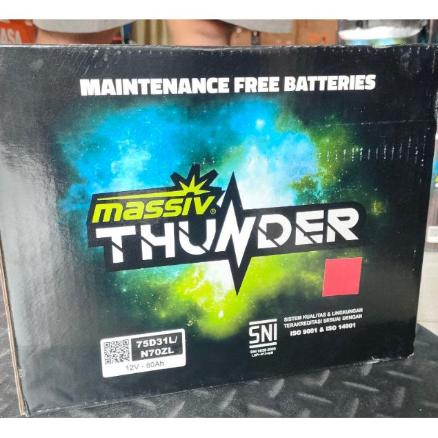 AKI MAINTENACE FREE MASSIV THUNDER N70ZL dan N70Z 80 AH ( AKI KERING )