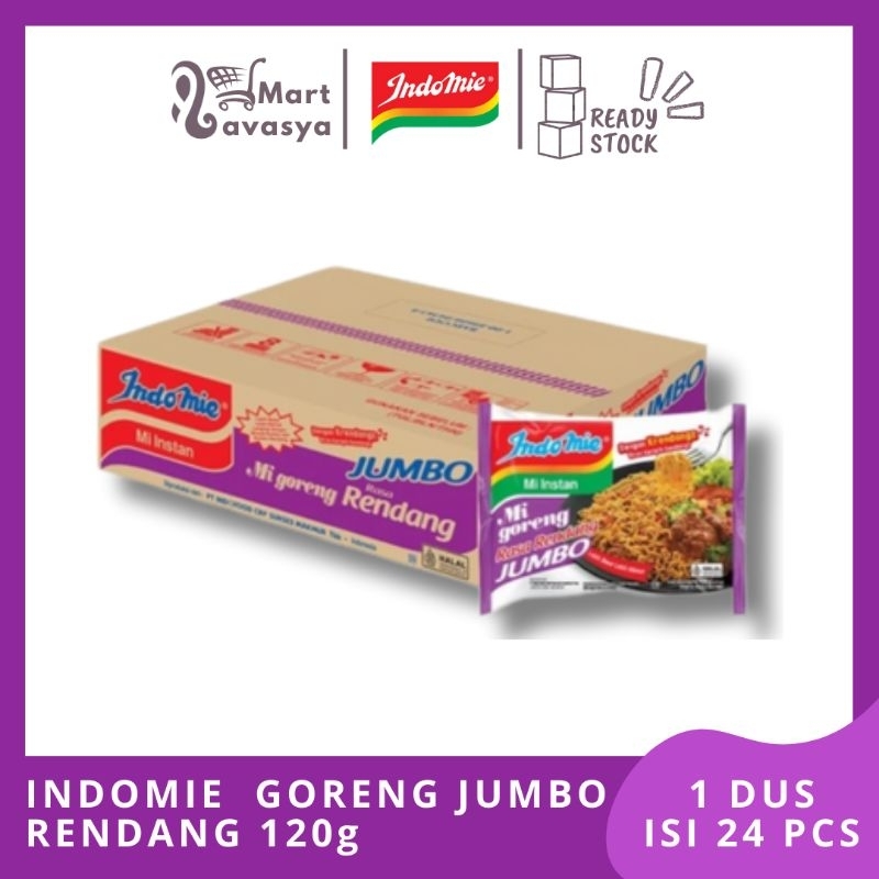 

INDOMIE GORENG JUMBO RENDANG 120g - 1 DUS ISI 24 PCS - KOTA BANDUNG - LAVASYA MART