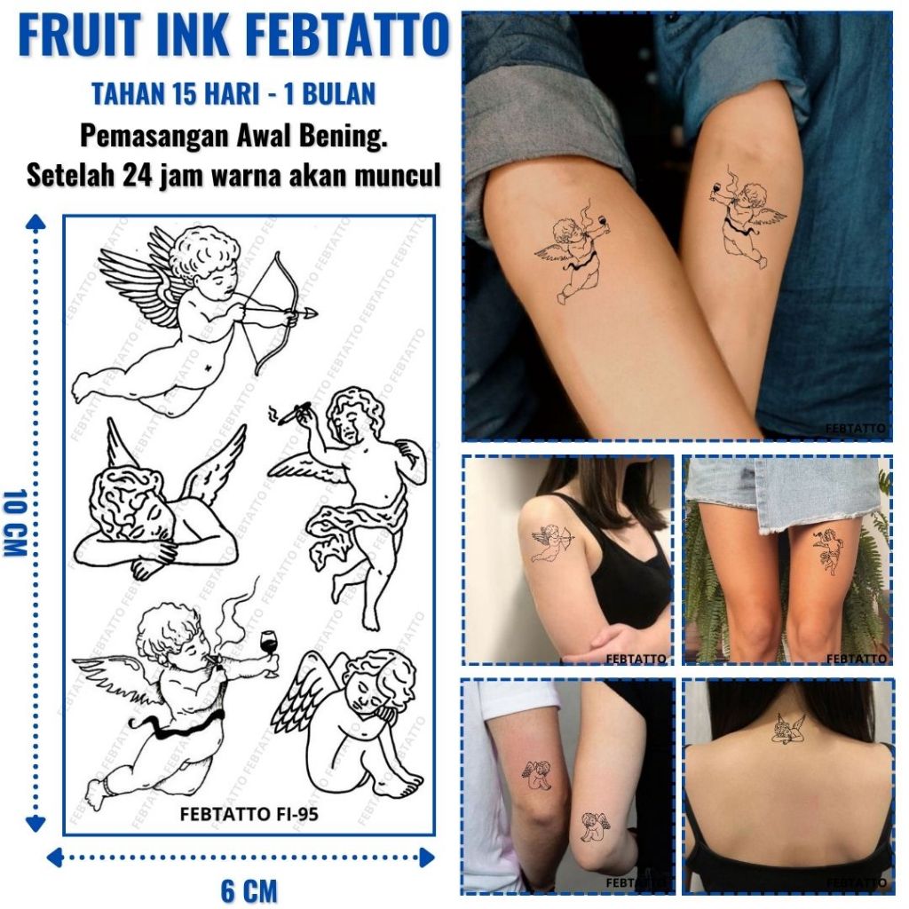 FRUIT INK Tato Angel Malaikat Tahan 1 Bulan Ukuran 6cm x 10cm - FI 95 - Tato Lengan Tato Dada Tato t