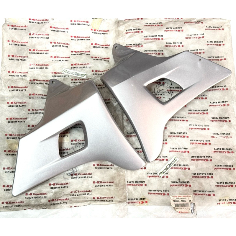 ( NOS ) SEPASANG SAYAP TANGKI TENGKI COVER RADIATOR NINJA R KIS C J OLD LAMA SILVER 4K ORIGINAL 3600