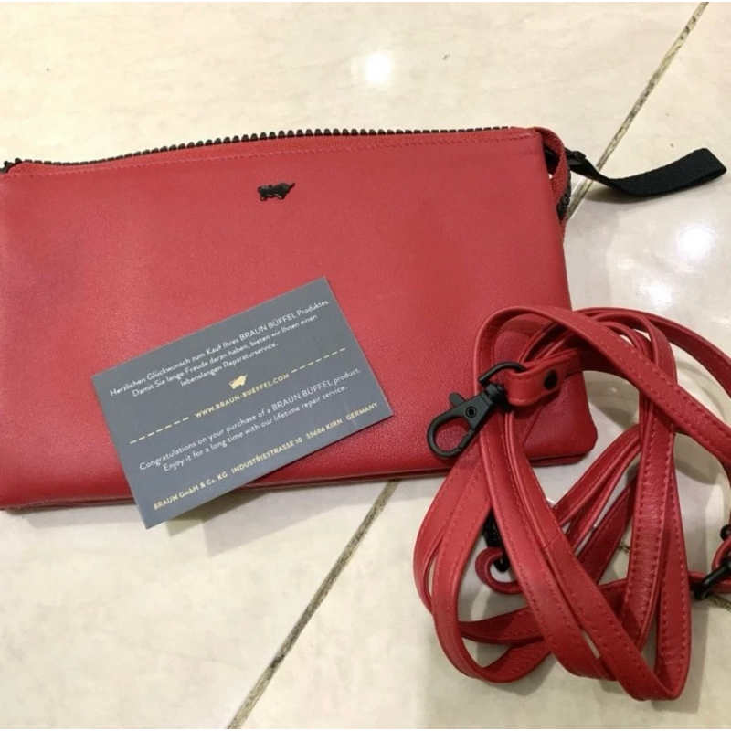 tas sling wanita Braun Buffel kulit original