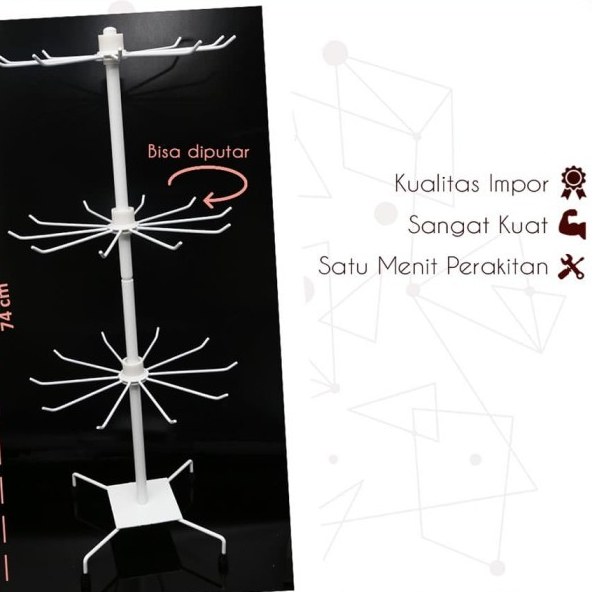 Rak Display Putar Matahari 3 Susun Besi Kuat Tebal Impor Gantungan Display Rak Serbaguna Rak Masker