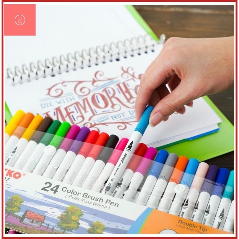 

Joyko Brush Pen Spidol 12 / 24 Warna Marker Calligraphy