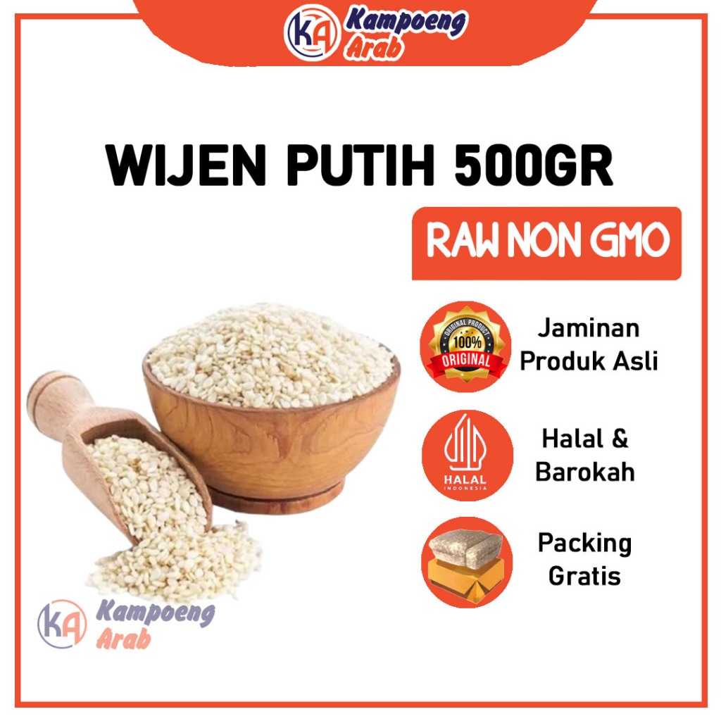 

WIJEN PUTIH 500GR ORGANIC Kualitas Bagus WHITE SESAME SEEDS RAW Natural Premium Original