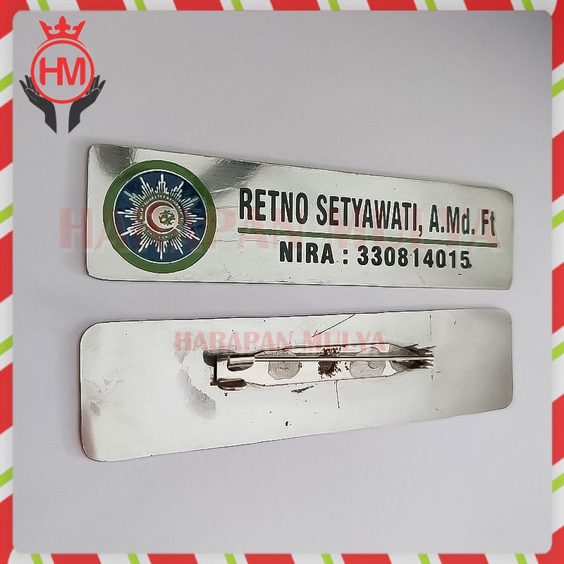 

Name Tag Bahan Logam Stainless Papan Nama Logo Custom - Harapan Mulya