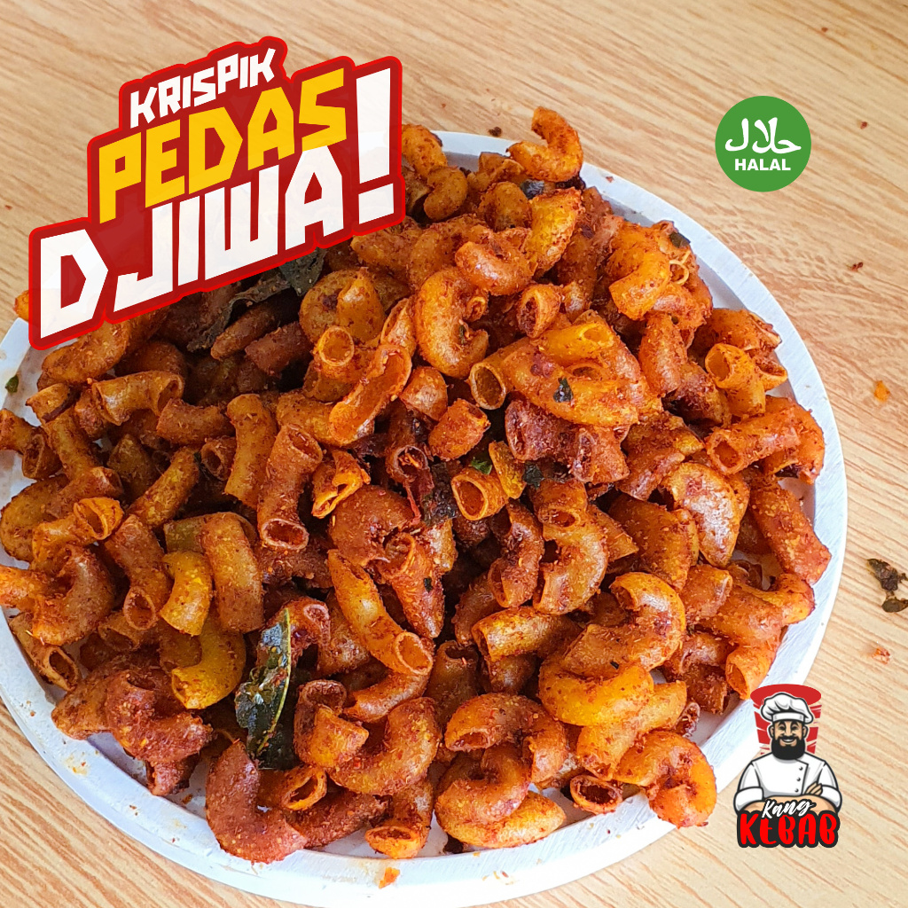 

Makaroni bantet Basreng Usus Pedas Gurih 150gr by Krispik x Kang Kebab Cemilan Santai