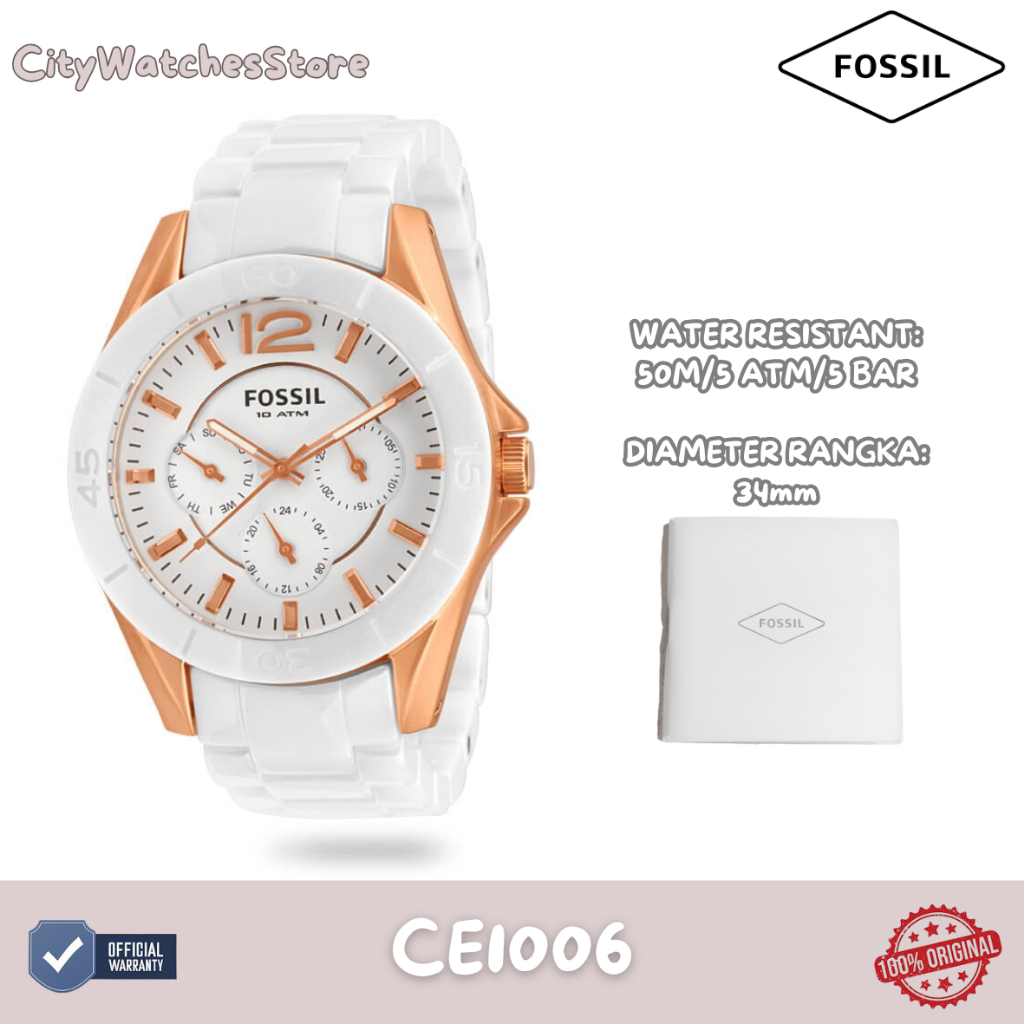 Jam Tangan Wanita Fossil Original Bergaransi 1 Tahun Resmi - CE1006 / Jam Ori / Jam Tangan Baru/ Jam