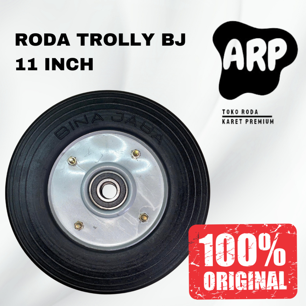 Roda Troli 10 inch Double Bearing Velg Aluminium Laher 6204 Full Karet Premium/Roda Roli 10 inch