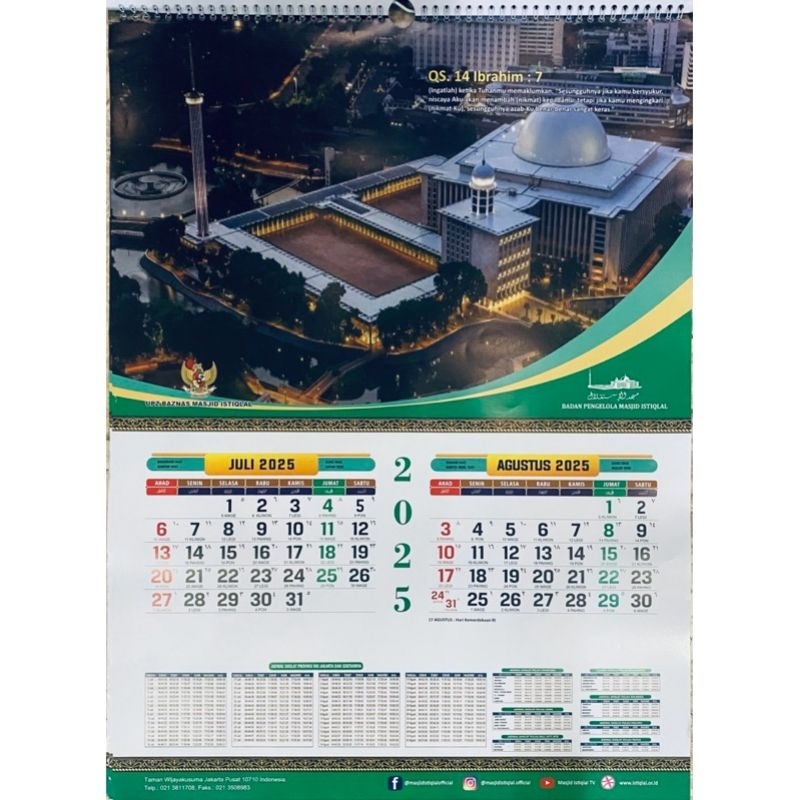 kalender masjid istiqlal 2025