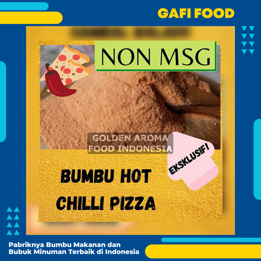 

BUMBU TABUR HOT CHILLI PIZZA PEDAS NON MSG 1 KG FOOD GRADE 1Kg Bubuk Bumbu Mie Lidi Makaroni Basreng