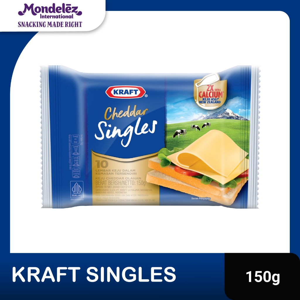 

Kraft Keju High Calcium Singles 10 Slice 150g - Untuk Cemilan, Topping, Burger