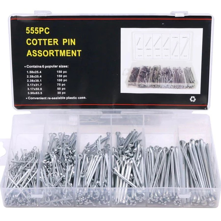 

555 Pcs Cotter Pin Set Split Pin Assortment Split Pin Cotter Spi Pen Seperti Jepit Rambut Paku Sindik Pengunci Mur Baut Footstep