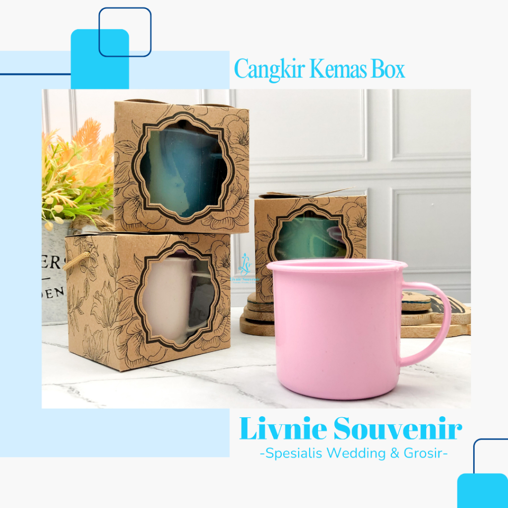 Souvenir Gelas Cangkir plastik Kemasan Box
