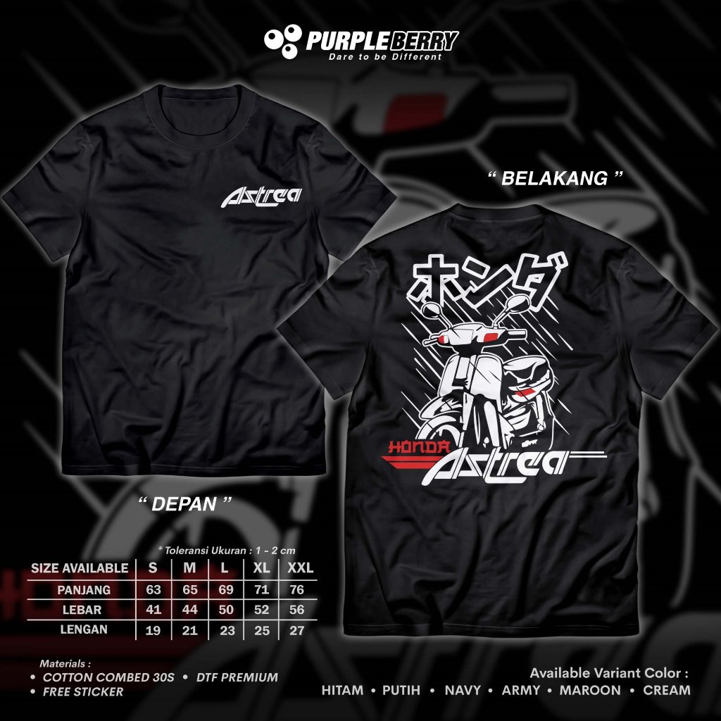 Kaos Astrea Grand Indonesia Japan Style Motor Classic Baju Racing Otomotif Honda Gank Prima Legenda 