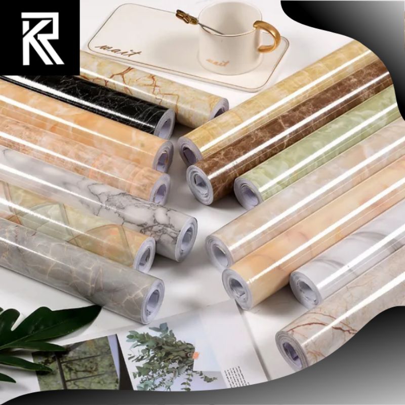 Wallpaper dinding marmer glossy wallpaper kitchen all motif premium