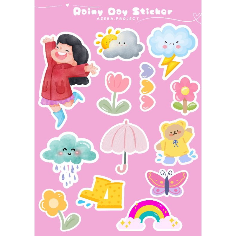 

AZERA RAINY DAY STICKER | STIKER LUCU TEMA HUJAN | STIKER BOTOL | STIKER BUKU