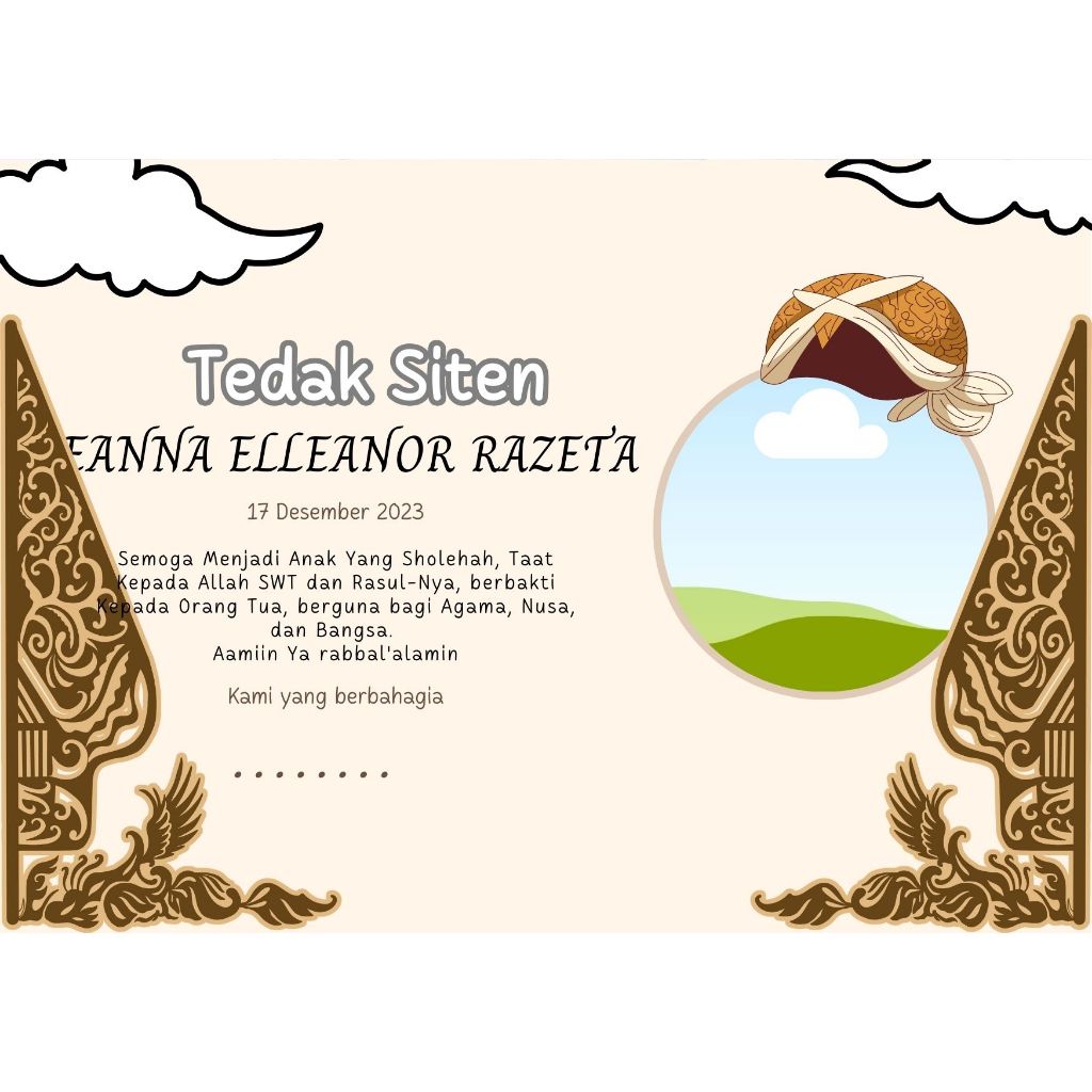 

Label Stiker dan kertas biasa Kardus Tedhak Siten Tema Jawa