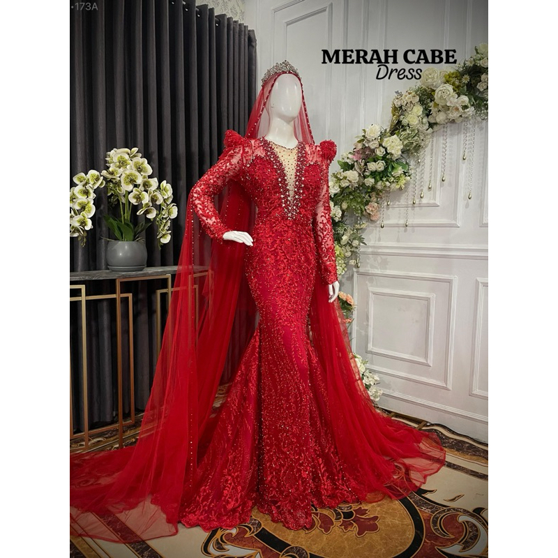 Kebaya Pengantin Slim Merah Cabe