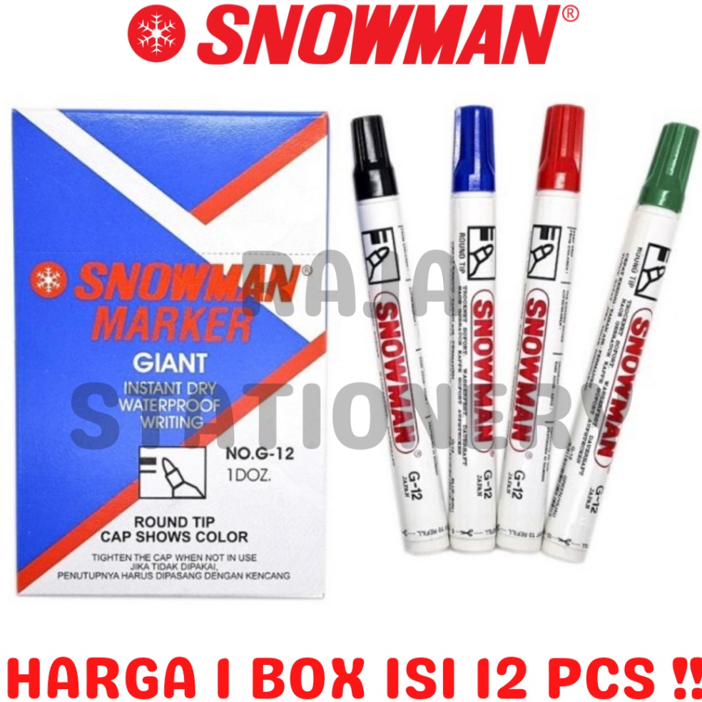 

KODE I53V SNOWMAN PERMANENT MARKER G12 BLACK BLUE RED SPIDOL PERMANEN AG12 HITAM BIRU MERAH 12PCS