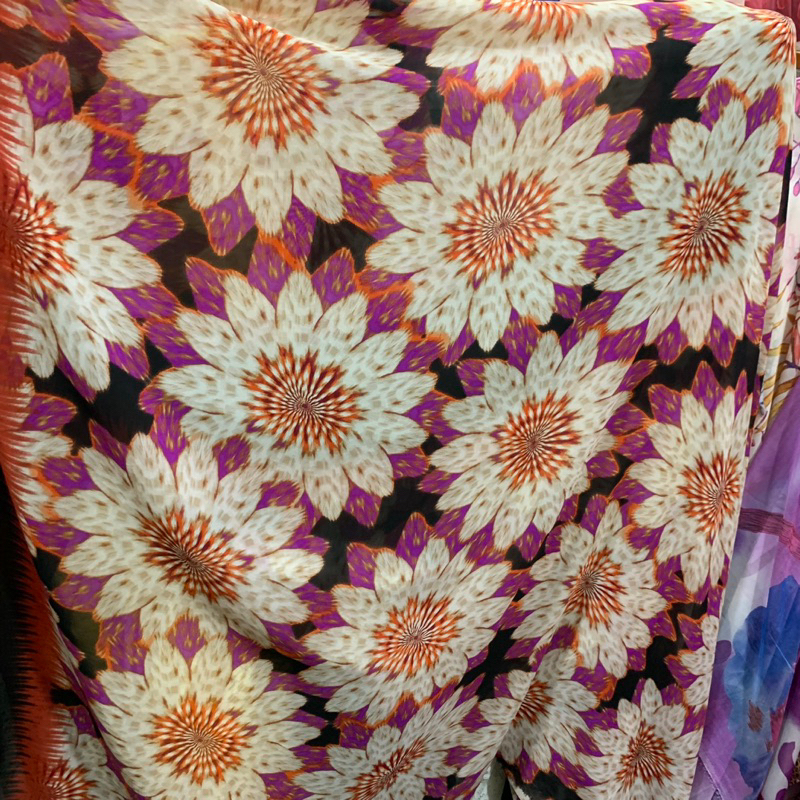 kain sifon motif bunga - kain chiffon motif bunga - kain sifon import - kain sifon premium