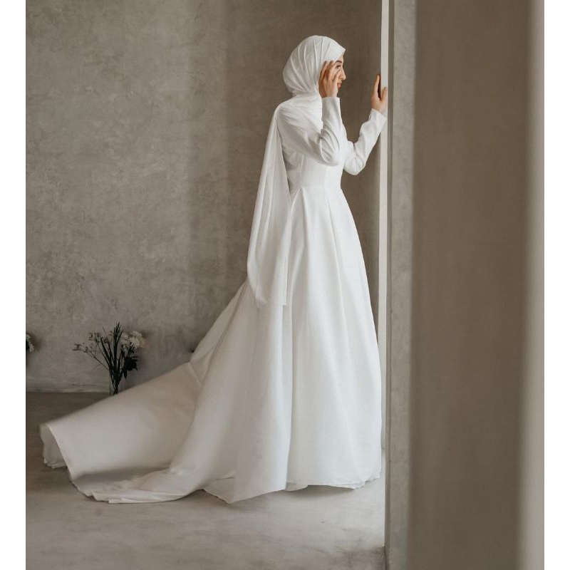 wedding dress wedding dress bridal wedding gown gaun akad gaun akad syar'i gaun akad muslimah gaun a