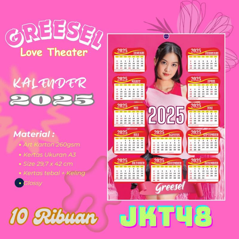 

Kalender JKT48 Tema Love Theater Edisi GREESEL 10Ribuan