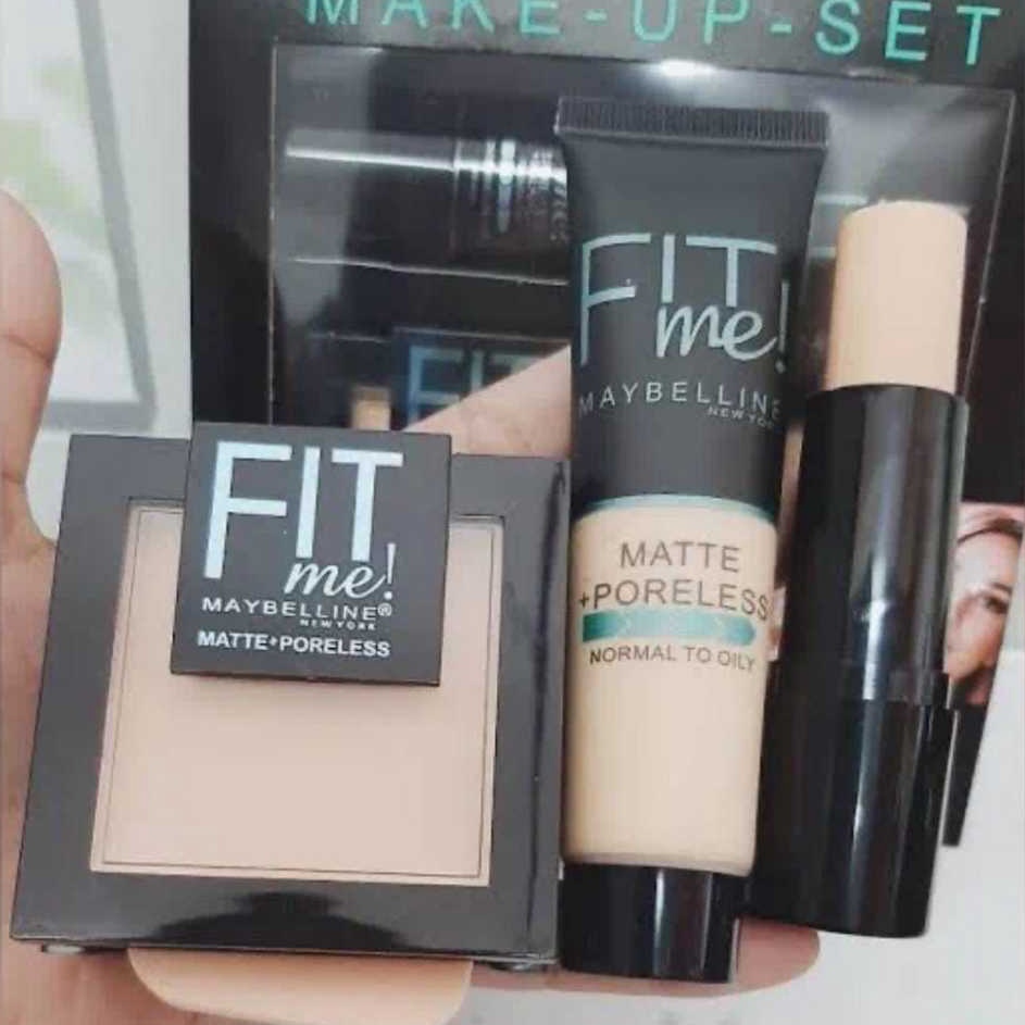 Diskon Minggu Ini   1 SET FIT ME 3 IN 1  CONCLEAR BEDAK HIGHLITHER FOUNDATION FIT ME  MAKE  UP SET M