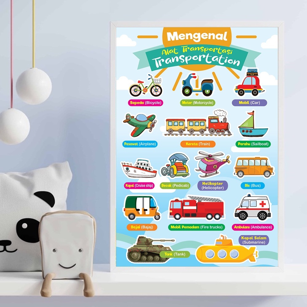 POSTER EDUKASI BELAJAR ANAK TRANSPORTASI