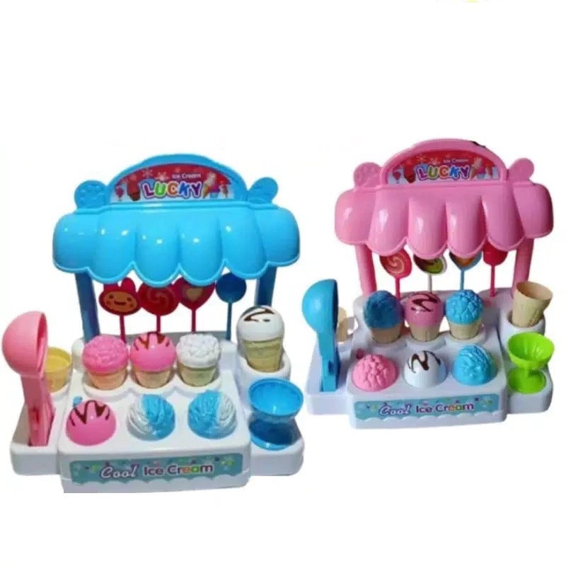 Mainan Anak Ice Cream Candy House LI 1 / Mainan Anak Gerobak Ice Cream Set Nyala Dan Bunyi/Gerobak E