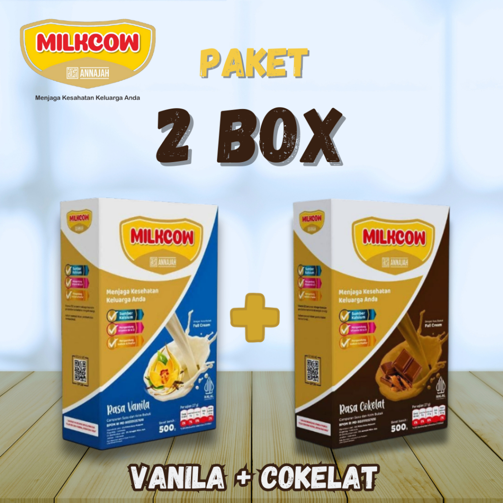 

Paket Mix MILKCOW 2 Box Rasa Vanila dan Coklat Susu Sapi Bubuk untuk Anak dan Dewasa