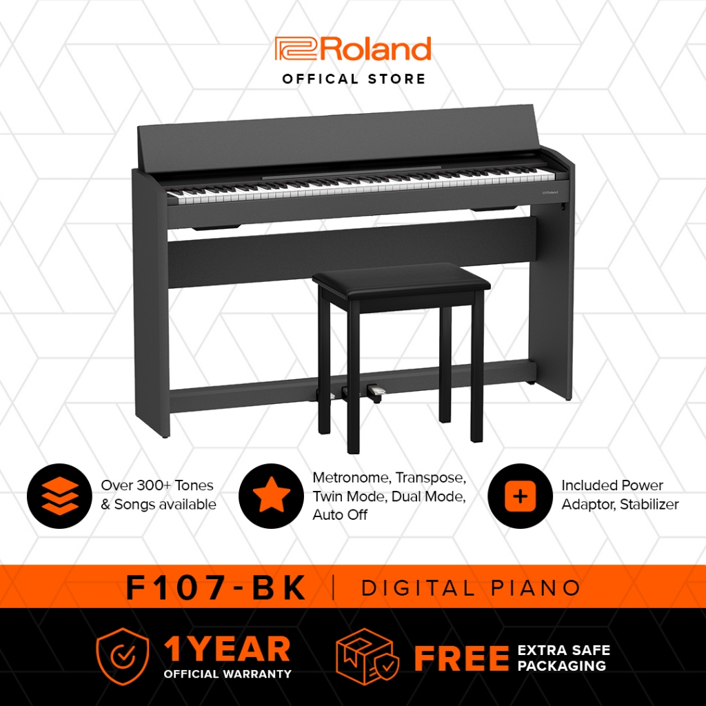 Roland F107 Digital Piano with Bluetooth MIDI PHA-4 88-Keys Keyboard