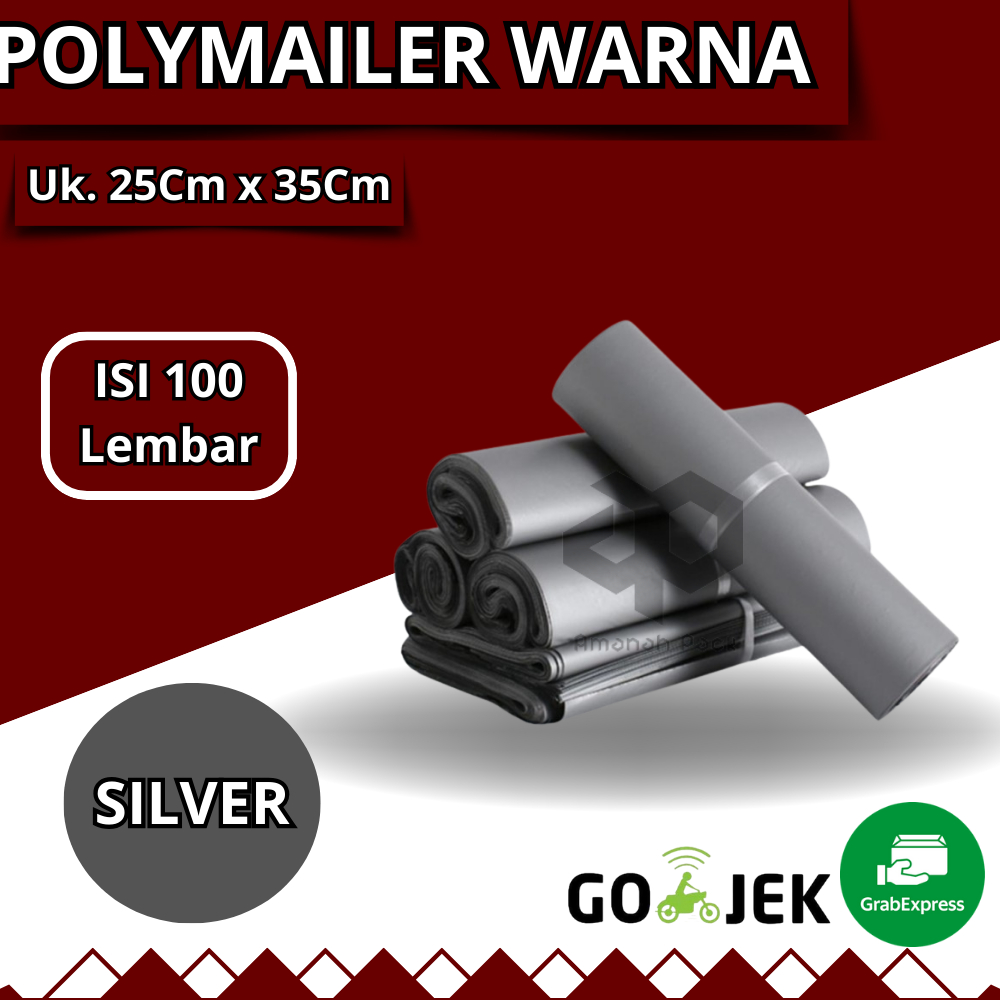 Plastik polymailer 25x35 kantong packing Silver isi 100pcs