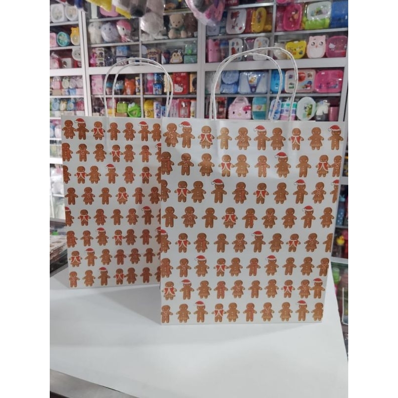 

Paper Bag Natal Teng-Teng Kertas Kraft Kecil/Besar Putih / Kantong Bingkisan Hadiah Natal Kecil/Besar