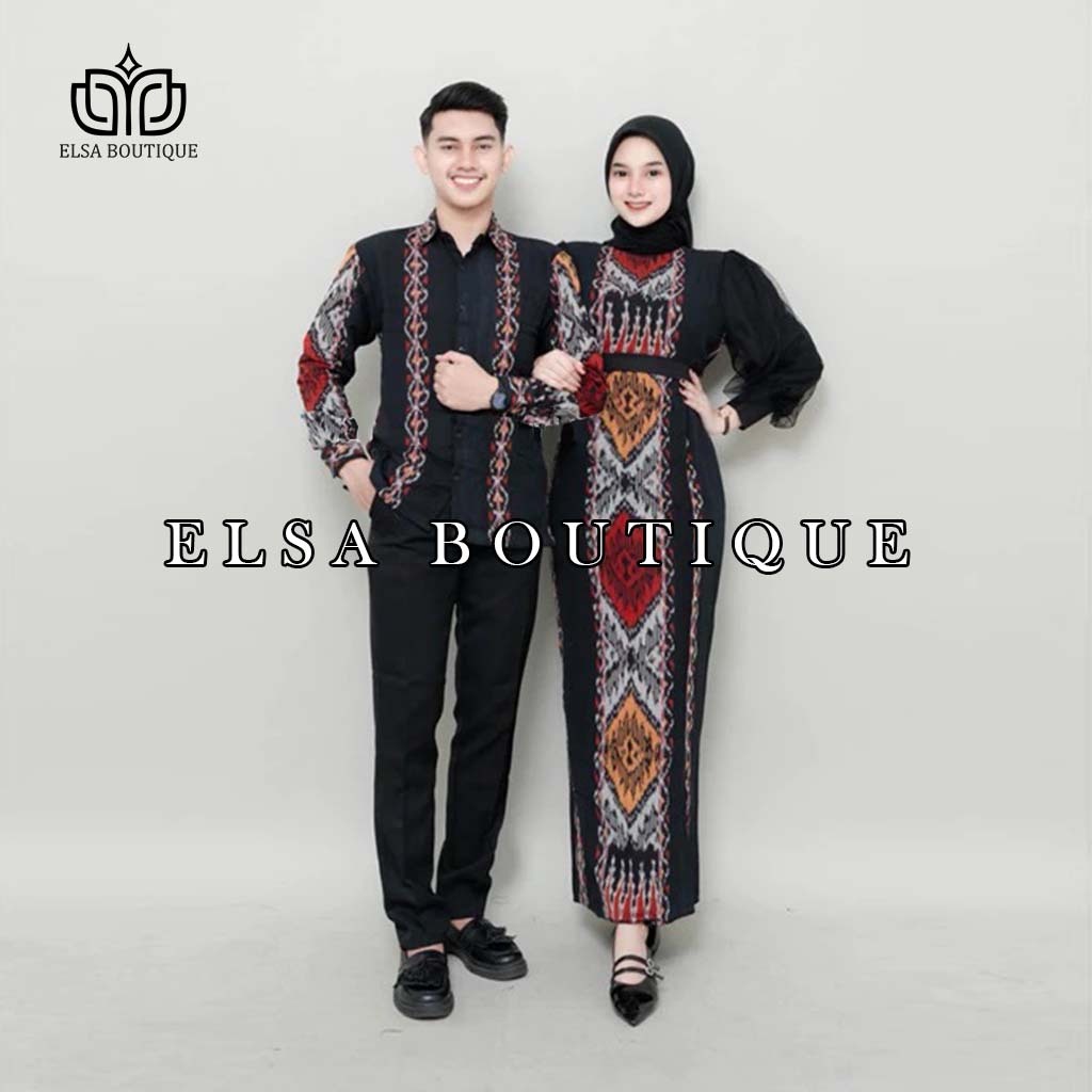 Set couple najwa tenun troso, dress kondangan ethnic, couple baju kondangan, couple prewed, kemeja p
