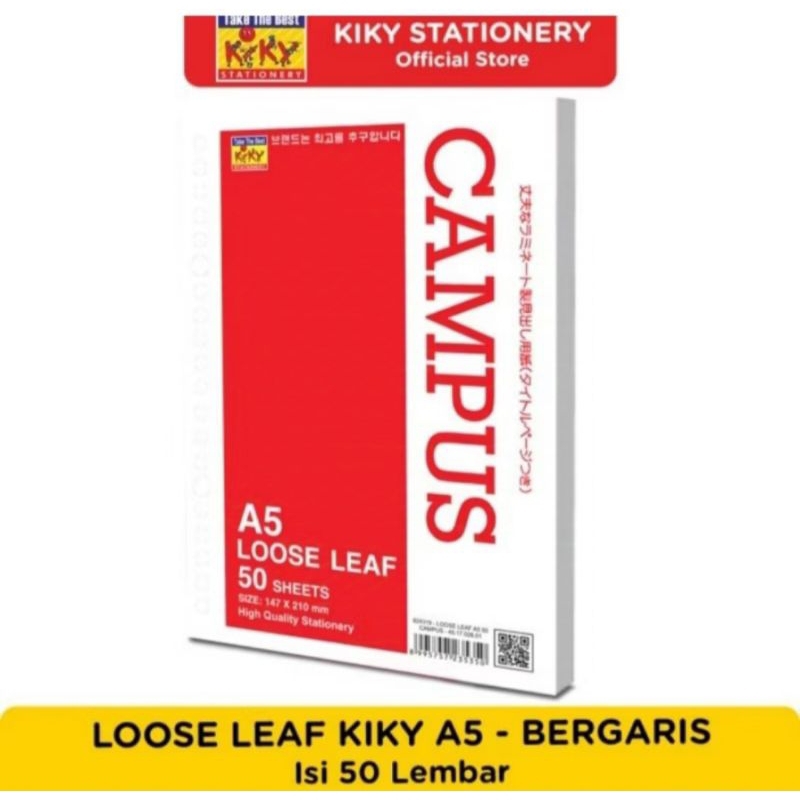 

LOOSE LEAF KIKY A5 (50 LEMBAR) & A5 (100 LEMBAR) / KERTAS BINDER / REFILL BINDER PAK