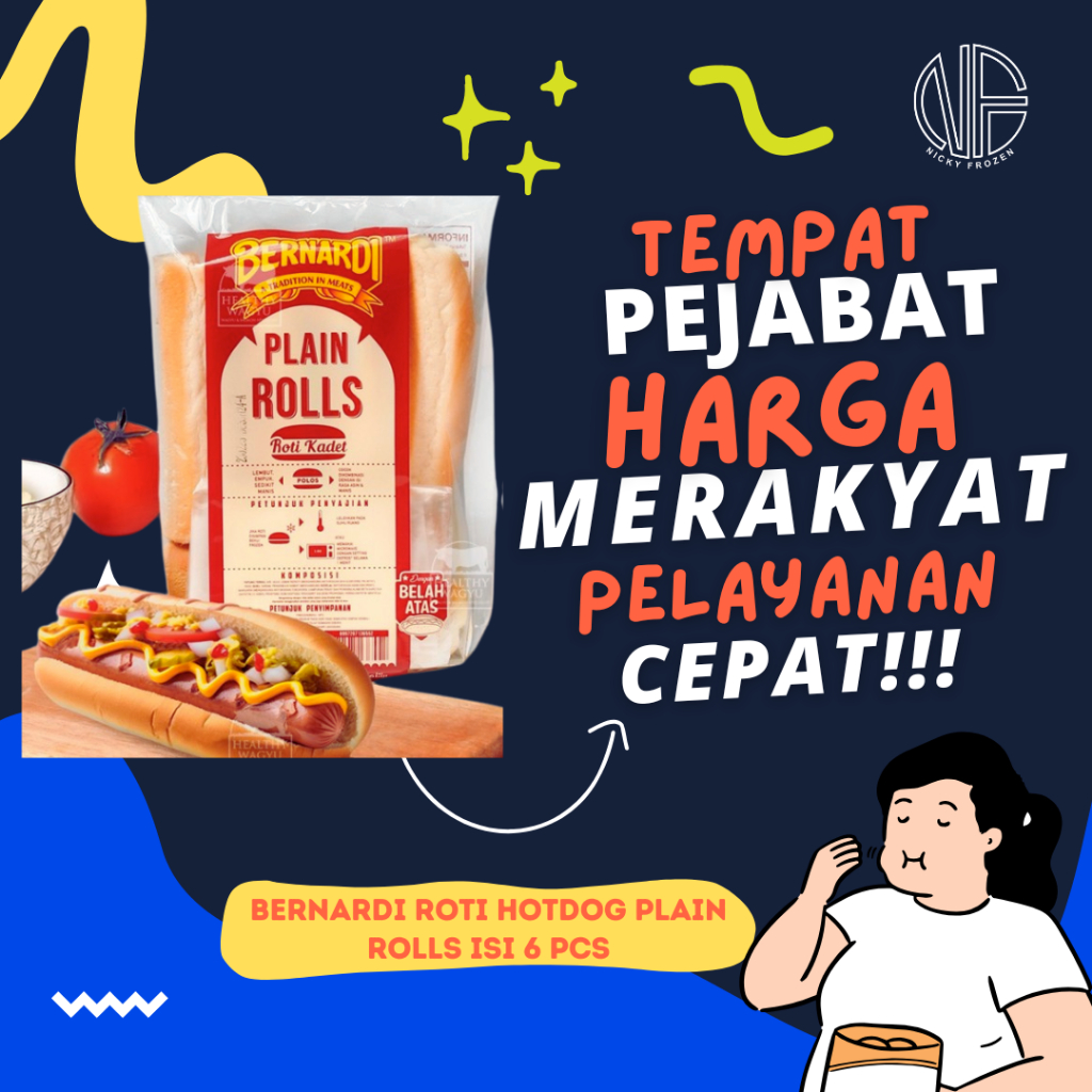 

BERNARDI ROTI HOTDOG PLAIN ROLLS ISI 6 PCS