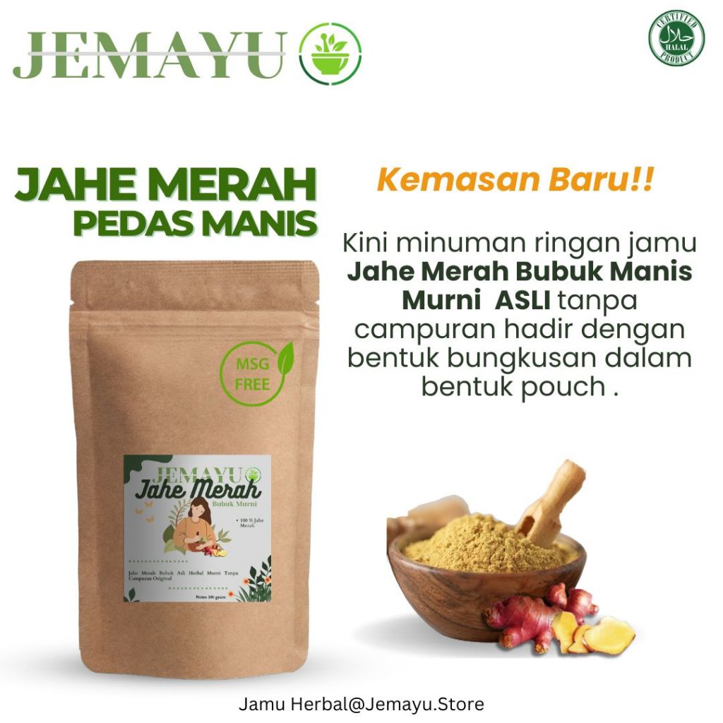 

Jahe Merah Bubuk Pedas Manis 100% Murni Herbal Original