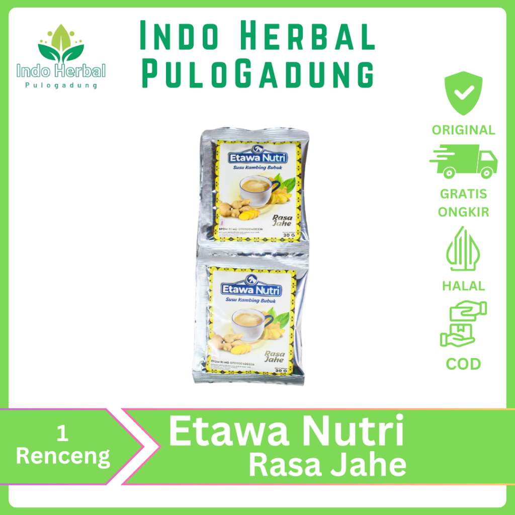

Etawa Nutri | Susu Kambing Bubuk Rasa Jahe | Renceng | Hangatkan dan Jaga Daya Tahan Tubuh