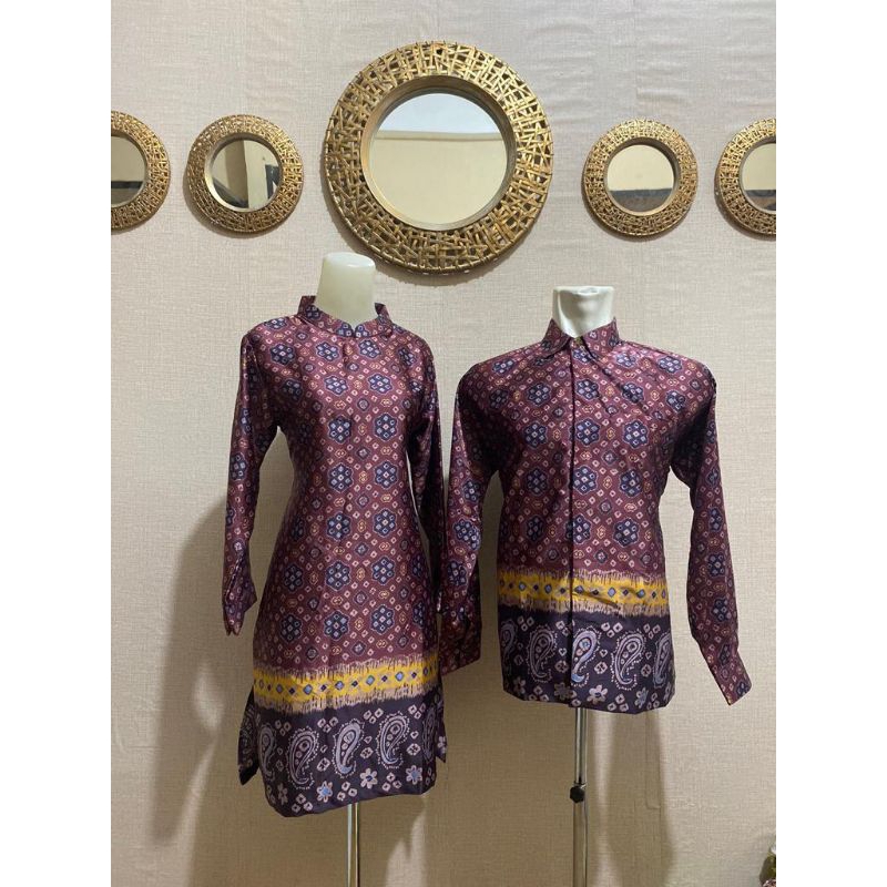 Couple Batik Jumputan / Kemeja Tunik Batik Jumputan / Couple Dress Kerja