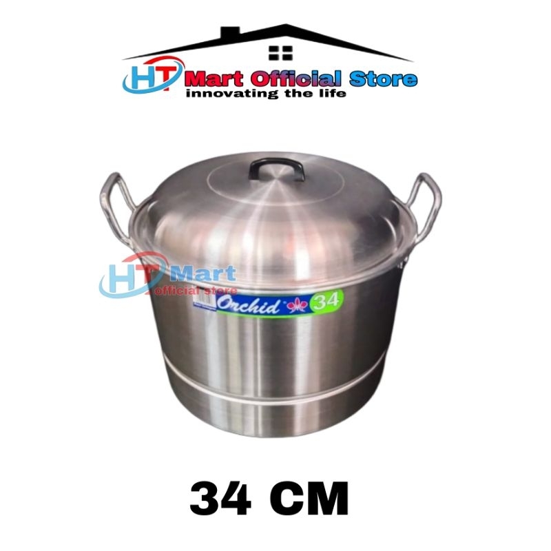 HT mart - Panci dandang Orchid Aluminium no 34 Panci langseng nasi serbaguna Panci kukusan 34 cm 5 l